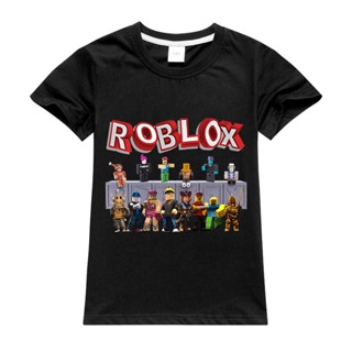 ❦ ✴✷หุ้นพร้อม Roblox Boy ผ้าฝ้าย 100% เสื้อยืดสาวฤดูร้อนเด็กการ์ตูนยอดนิยม 4-15Y Cxo_04