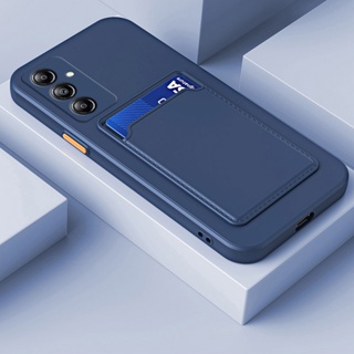 เคสโทรศัพท์มือถือ ซิลิโคนนิ่ม TPU กันกระแทก พร้อมช่องใส่บัตร สีพื้น สําหรับ Samsung Galaxy A54 A34 A24 A14 5G 4G LTE SAM 2023