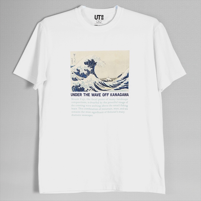 uniqllo-river-shi-painted-beizhai-เสื้อยืดลําลองสําหรับผู้ชายผู้หญิงแขนสั้นคอกลมพิมพ์ลาย-edo-mt-fuji-hokusai