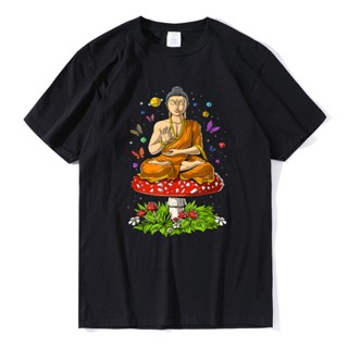 Tee shirt Buddha Magic Mushrooms T-Shirt Men Clothing Summer Harajuku Mens T Shirt 100% Cotton Yoga Short Sleeve Te_04