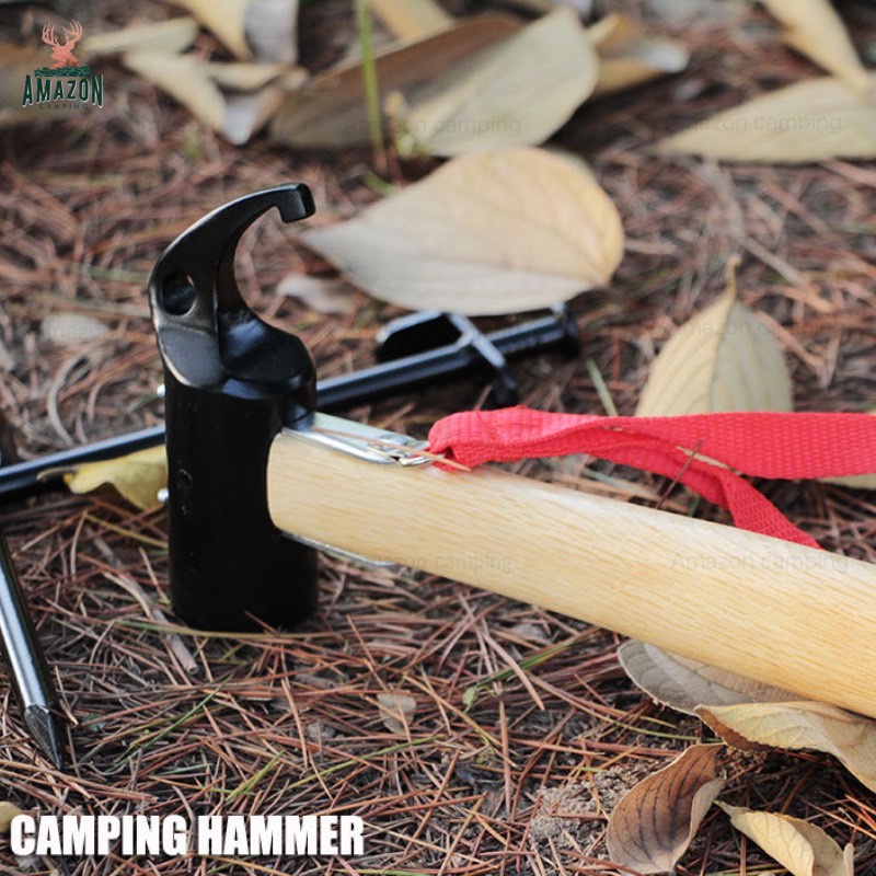 camping-hammer-ค้อนตอกสมอบกหัวเหล็กด้ามไม้-ด้ามจับถนัดมือ-มีเชือกคล้องมือ