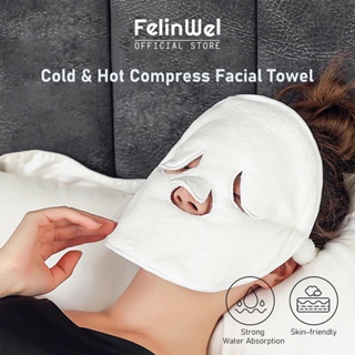 Felinwel - ผ้าเช็ดหน้า สปา นํากลับมาใช้ใหม่ได้ ผ้าขนหนูไอน้ํา ประคบเย็น และร้อน สําหรับการดูแลผิวหน้า ต่อต้านริ้วรอย ให้ความชุ่มชื้น ความงาม