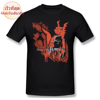 Tee เสื้อทหาร ▪✳เสื้อยืด ผ้าฝ้ายแท้ พิมพ์ลาย Digimon Guilmon สีดํา สไตล์ฮาราจูกุ สตรีท สําหรับผู้ชาย_01