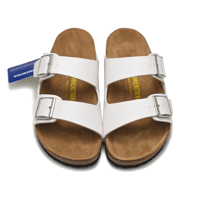 original-birkenstock-arizona-mens-female-classic-cork-white-matte-leather-slippers-beach-casual-shoes-34-46