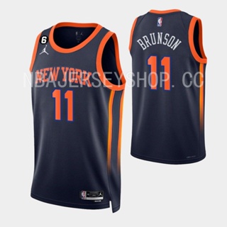 【648】 York Knicks #เสื้อกีฬาแขนสั้น ลายทีมชาติฟุตบอล Jalen Brunson 2022-23 สีดํา 11