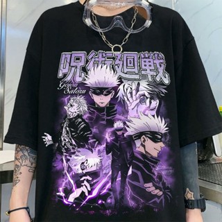 วัสดุผ้าฝ้ายบริสุทธิ์ เสื้อยืด ♀อะนิเมะญี่ปุ่น Jujutsu Kaisen เสื้อยืดกราฟฟิค เสื้อเชิ้ตแขนสั้นโกธิค