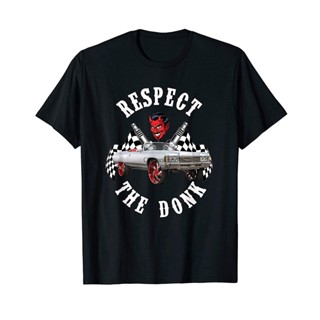 เสื้อยืด ผ้าฝ้าย 100% พิมพ์ลายกราฟิก Respect The Donk Retro Satan Hot Rod Racing Bad Biker Gear สําหรับผู้ชายS-5XL_01