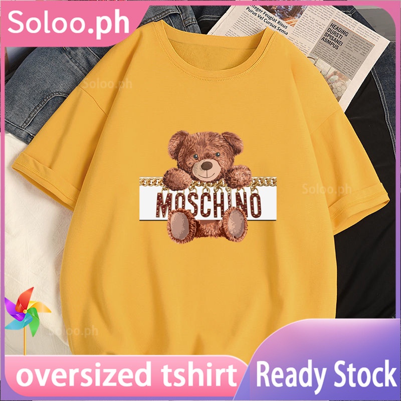 ready-stock-women-men-oversized-tshirt-moschino-teddy-bear-chain-noble-loose-comfortable-sportswear-classy-plus-siz-02