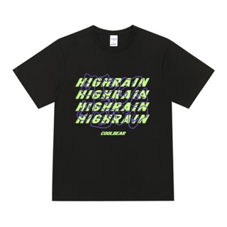 2023HIGH RAIN การออกแบบความรู้สึกการ์ตูนหมีแขนสั้นเสื้อยืดชายและหญิงฤดูร้อนสีดำทุกคู่