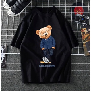 &lt;myBhaju&gt; mr. nice guy teddy bear t-shirt printed short sleeves women men black white hitam putih merah jambu biru _02