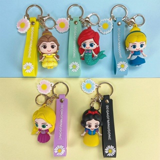 พวงกุญแจพรีเมี่ยม การ์ตูนดิสนีย์เจ้าหญิง Key Chain น่ารัก Mermaid หิมะสีขาว Elsa ตุ๊กตากระเป๋าเครื่องประดับจี้ของขวัญ