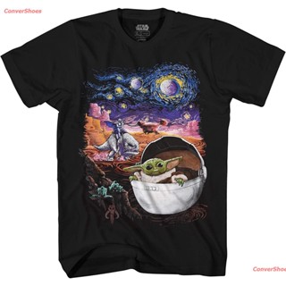 เสื้อยืดแขนสั้น STAR WARS Baby Yoda Starry Night The Mandalorian Mens Adult Graphic Tee T-Shirt Mens Womens T-shirts