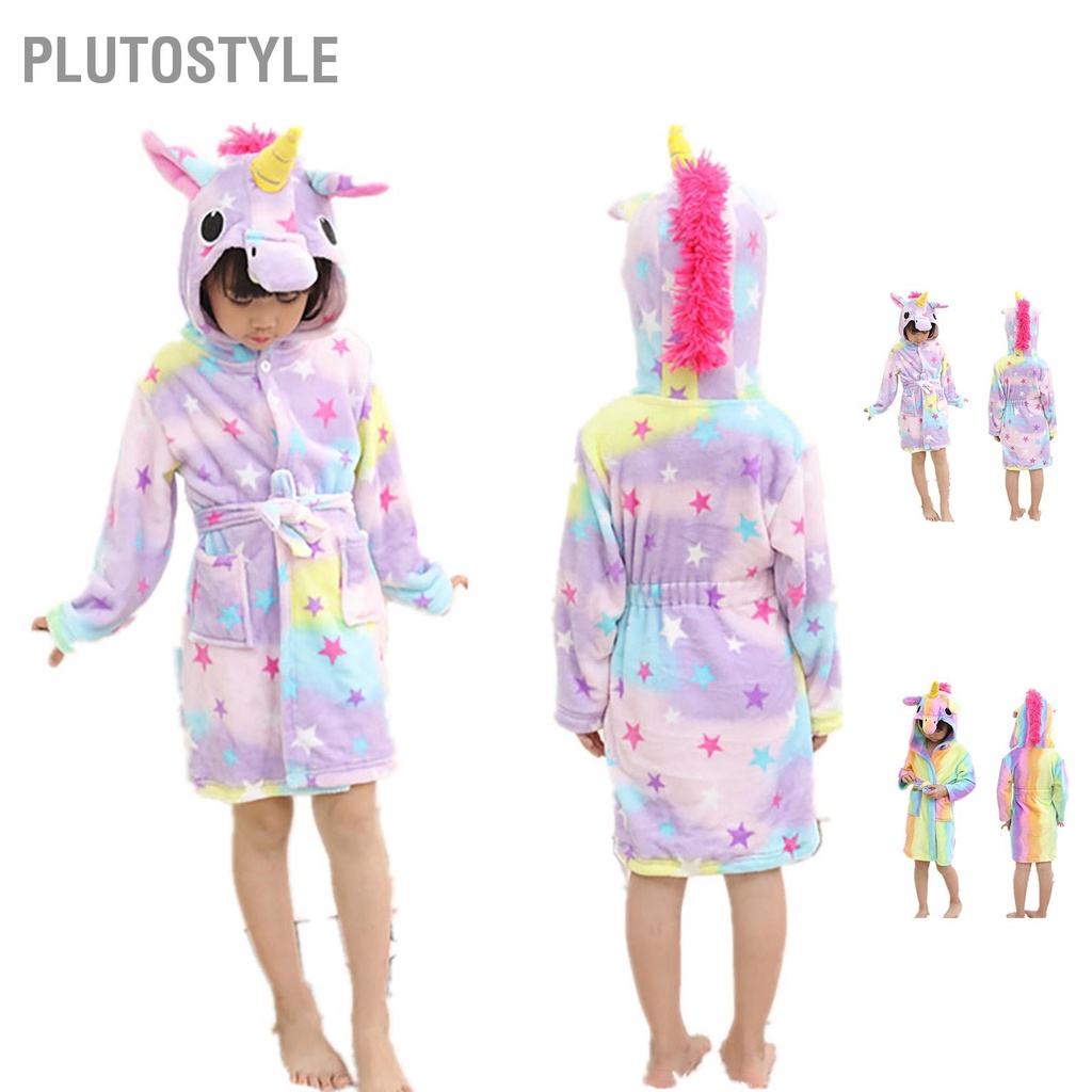 plutostyle-เสื้อคลุมอาบน้ํา-แขนยาว-ผ้าสักหลาด-ลายการ์ตูนสัตว์น่ารัก-สําหรับแม่-และเด็ก