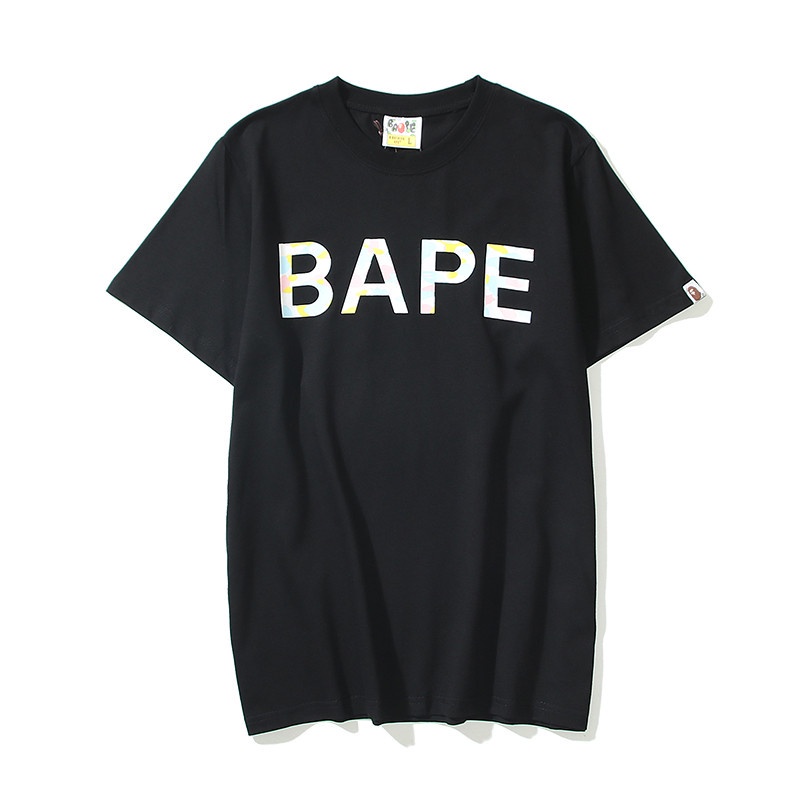 bape-ใหม่-เสื้อยืดลําลอง-ผ้าฝ้าย-แขนสั้น-คอกลม-พิมพ์ลายตัวอักษร-ทรงหลวม