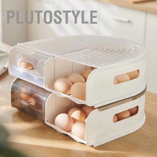 PLUTOSTYLE กล่องไข่เลื่อนอัตโนมัติพลาสติกใสรูปตัว U กล่องเก็บไข่แอปริคอทสำหรับห้องครัว