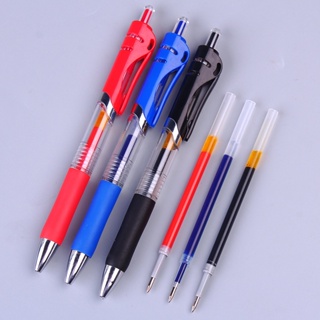 ชุดปากกาเจล 0.5 มม. ปากกา 3 ด้าม ไส้ปากกา 10 ชิ้น ไส้ปากกา 3 สี เปลี่ยนได้ กดลูกลื่น เขียนคล่องตัว อุปกรณ์การเรียน สํานักงาน