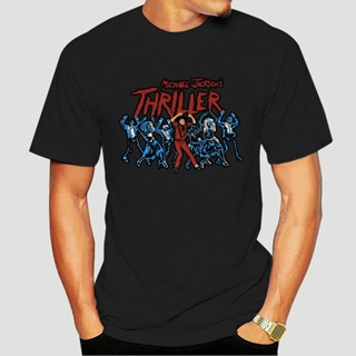 เสื้อยืดคอกลม แขนสั้น พิมพ์ลาย Michael Jackson Thriller Dance สีดํา สไตล์เรโทร -3800AS-5XL