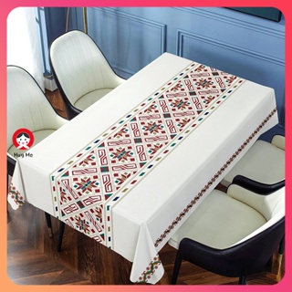 โปรโมช 🔴 ผ้าปูโต๊ะ PVC กันน้ํามัน ทรงสี่เหลี่ยมผืนผ้า สไตล์โบฮีเมียน อเมริกัน สําหรับตกแต่งบ้าน ออฟฟิศ