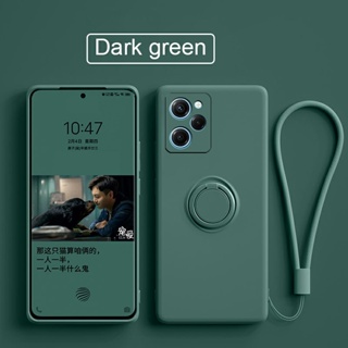 เคสโทรศัพท์มือถือซิลิโคน TPU ขอบตรง พร้อมแหวนแม่เหล็กตั้งโทรศัพท์ สีแคนดี้ สําหรับ Xiaomi POCO X5 Pro X4 M4 Pro X4 GT 5G