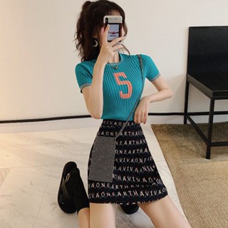 💎2023 เสื้อถักไหมน้ำแข็งอารมณ์ฝรั่งเศสใหม่ + กระโปรงทรงเอแบบสองชิ้นสำหรับผู้หญิง