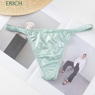 Erich กางเกงชั้นใน ผ้าซาติน เอวต่ํา ประดับโบว์ สีพื้น สําหรับผู้หญิง
