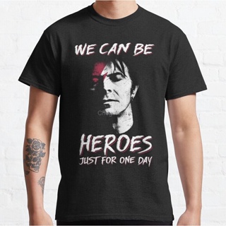 T-Shirtใหม่ เสื้อยืดลําลอง แขนสั้น พิมพ์ลาย We can be heroes david bowie smoking ของขวัญ สไตล์วินเทจ แฟชั่นสําหรับผู้ชาย