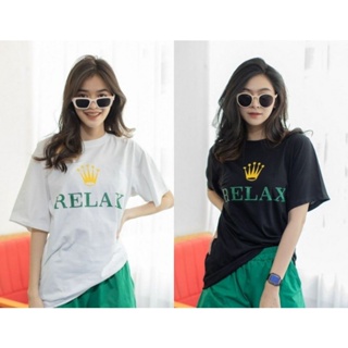 เสื้อยืด ผ้าฝ้ายพรีเมี่ยม พิมพ์ลาย RELAX ROLEX GOLD DISTRO สําหรับผู้หญิง