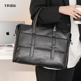 TAIDU กระเป๋าเอกสารลำลองสำหรับธุรกิจ สะพายไหล่แบบเรียบง่าย กระเป๋าแล็ปท็อปลำลองอินเทรนด์สำหรับผู้ชาย ความจุสูง