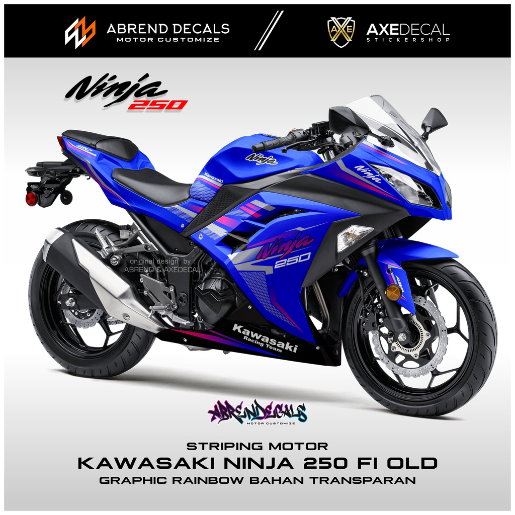 สติกเกอร์ใส-ลายกราฟฟิค-ninja-250-fi-ranbow-racing-kawasaki-ninja-fi-ออกแบบเอง-สําหรับติดตกแต่งรถจักรยานยนต์-พร้อมส่ง