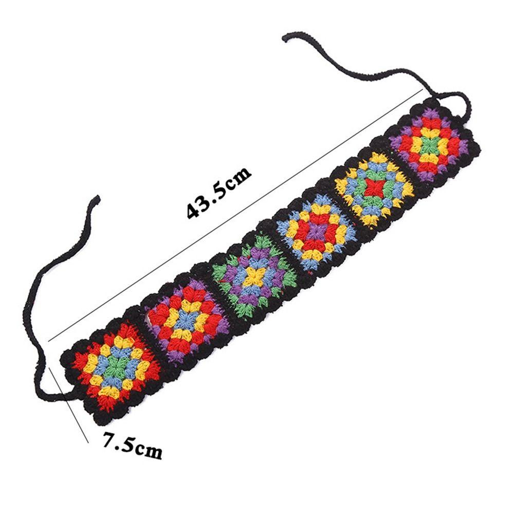 ahour-ผ้าพันคอ-ผ้าโพกหัว-ถักโครเชต์-ลายดอกไม้น่ารัก-สไตล์โบฮีเมียน
