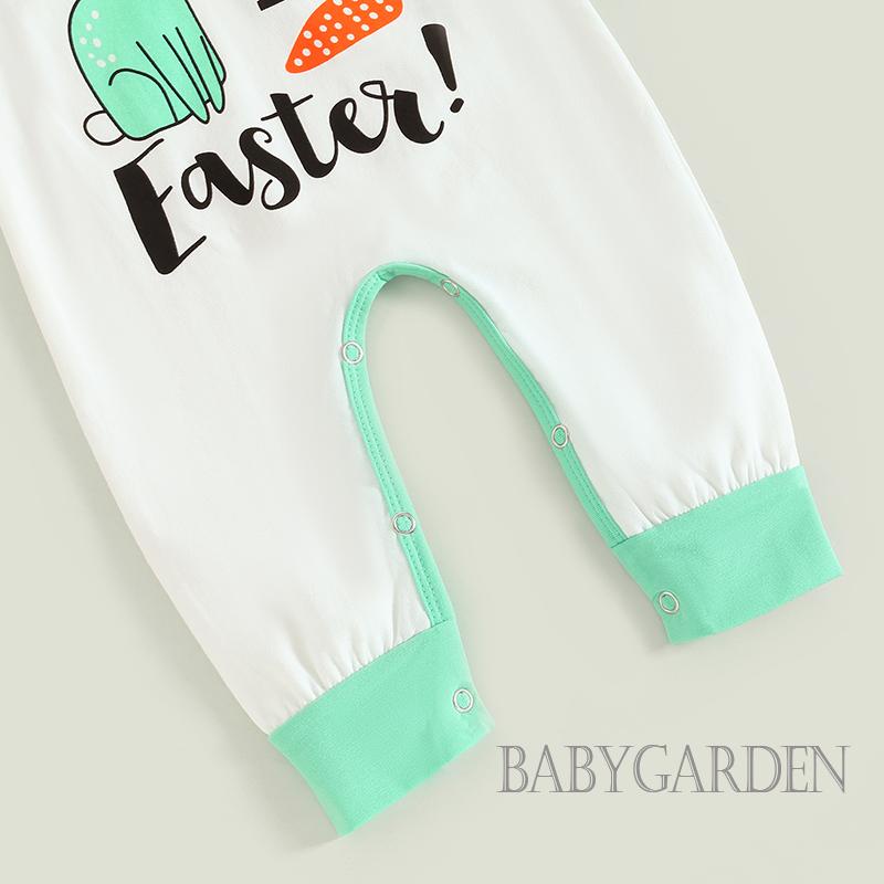 babygarden-ชุดรอมเปอร์-แขนสั้น-พิมพ์ลายกระต่ายน่ารัก-หมวกลายทาง-สําหรับเด็ก