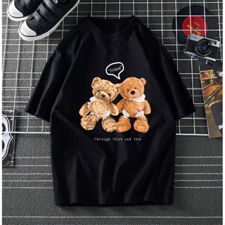 &lt;myBHAJU&gt; two teddy bear dua T-shirt lengan pendek perempuan lelaki wanita 100% kain cotton short sleeve women men_02