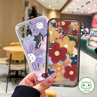 เคสโทรศัพท์มือถือแบบนิ่ม ใส กันกระแทก ลายดอกไม้ สไตล์เรโทร แฟชั่น สําหรับ iPhone 11 Pro Max 13 12 11 14 Pro X XS XR XSMAX 7 Plus 8 Plus