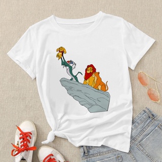 Vintage Womens T shirt The Lion King Simba Printed Aesthetic Clothes White Basic Tops_01