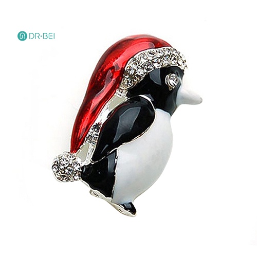 dr-bei-เข็มกลัด-รูปหมวกเพนกวิน-ประดับพลอยเทียม-ของขวัญคริสต์มาส