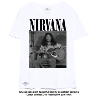 เสื้อยืดลําลอง แขนสั้น พิมพ์ลายวง NIRVANA MANDRA kurt cobain สีขาว