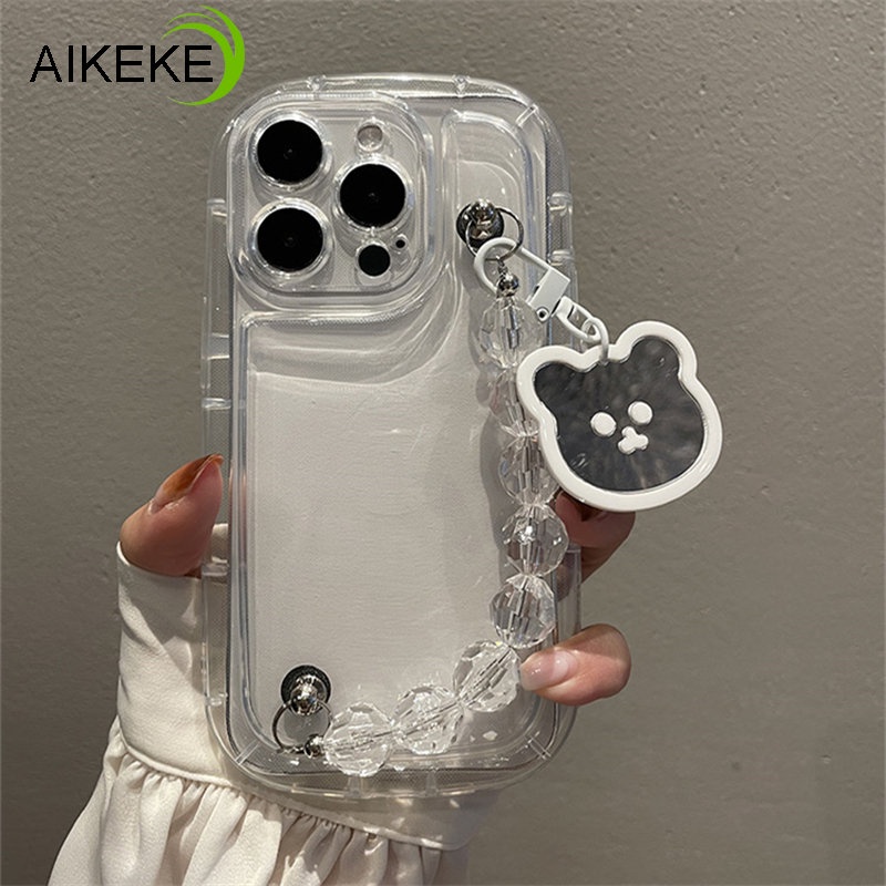 เคสโทรศัพท์มือถือ-tpu-นิ่ม-แบบใส-ลายหมี-พร้อมสายคล้องมือ-สําหรับ-oppo-a16-a16s-a12-a12e-a7-a5s-a3s-f9-reno-5-pro-5k-find-x3-lite-f11-a1k-realme-c1