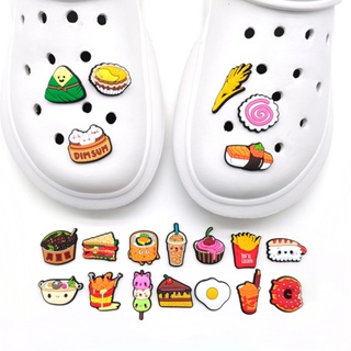 【Food Graffiti Series】รองเท้าแตะ PVC ลายการ์ตูนกราฟฟิตี้น่ารัก ถอดออกได้ สําหรับตกแต่งสวน DIY