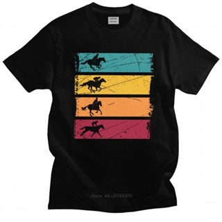 Trendy Mens Vintage Horse Riding Tshirt Short Sleeve Cotton T-Shirt Designer Equestrian Ri_01