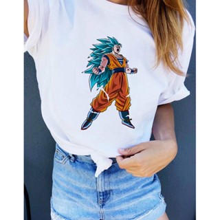 🔥 เสื้อยืดคอกลม แขนสั้น พิมพ์ลายดราก้อนบอล Saiyan Goku สไตล์ฮิปฮอป สําหรับผู้หญิง 🔥