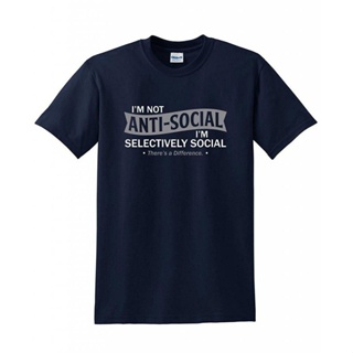 ขายดี ผ้าฝ้าย ลาย IM Not Anti Social เลือกสังคมได้ เสื้อยืด ลาย ODncpd12EKkjjh47 สีกรมท่า สําหรับผู้ชาย