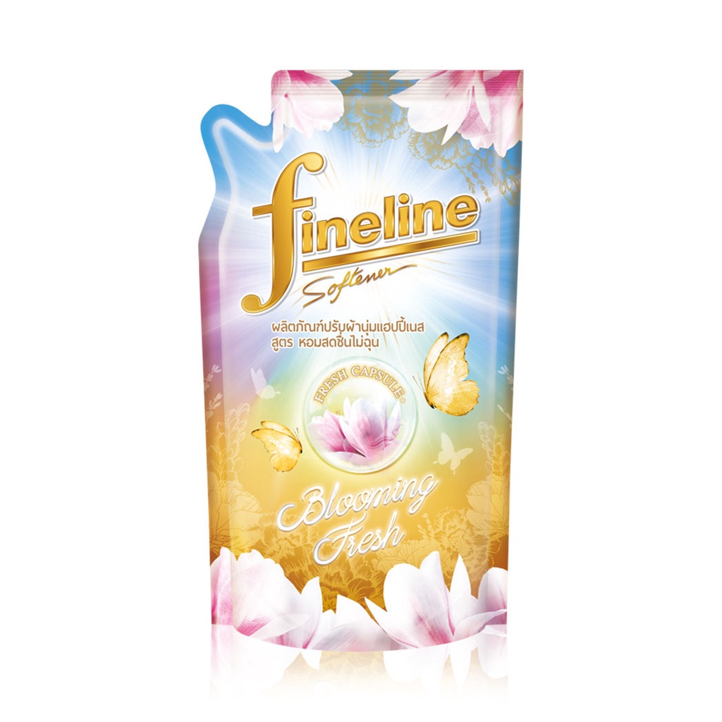 fineline-softener-happiness-bloomimg-fresh-gold-500ml-ไฟน์ไลน์-น้ำยาปรับผ้านุ่มสูตรหอมสดชื่นไม่ฉุน