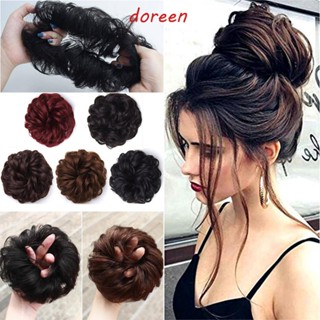 Doreen ยางรัดผมโดนัท สีดํา ธรรมชาติ ยางรัดผม ผมปลอม เชือกรูด หยิก Chignon