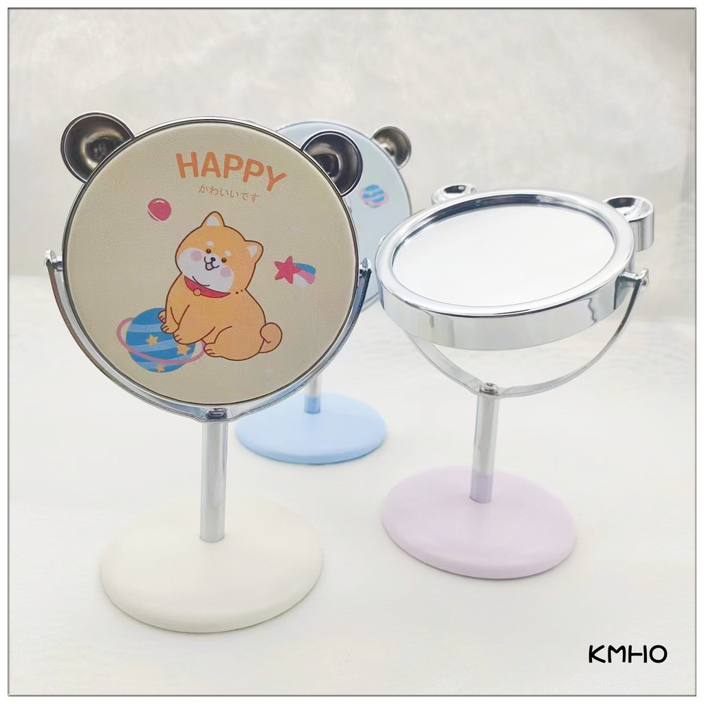 kmho-กระจกแต่งหน้า-ตั้งโต๊ะ-ขนาดเล็ก-ลายหมีน้อยน่ารัก-สําหรับสํานักงาน-ห้องเด็กผู้หญิง