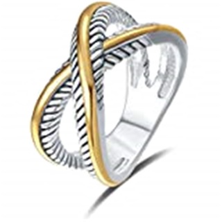 แหวนเงินสเตอร์ลิง S925 รูปไม้กางเขน เรียบง่าย ผสมสีทอง เครื่องประดับ สําหรับผู้หญิง งานแต่งงาน
