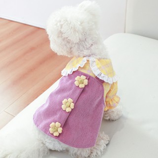 เสื้อผ้าสัตว์เลี้ยง แบบบาง สีม่วงเผือก แฟชั่นเรโทร สไตล์เกาหลี