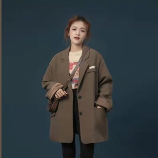 สไตล์วิทยาลัย เสื้อเบลเซอร์ผู้หญิง แฟชั่นเกาหลี พอดีหลวม เบลเซอร์แขนยาว 3 ตัวเลือกสี ✨【S-XL】