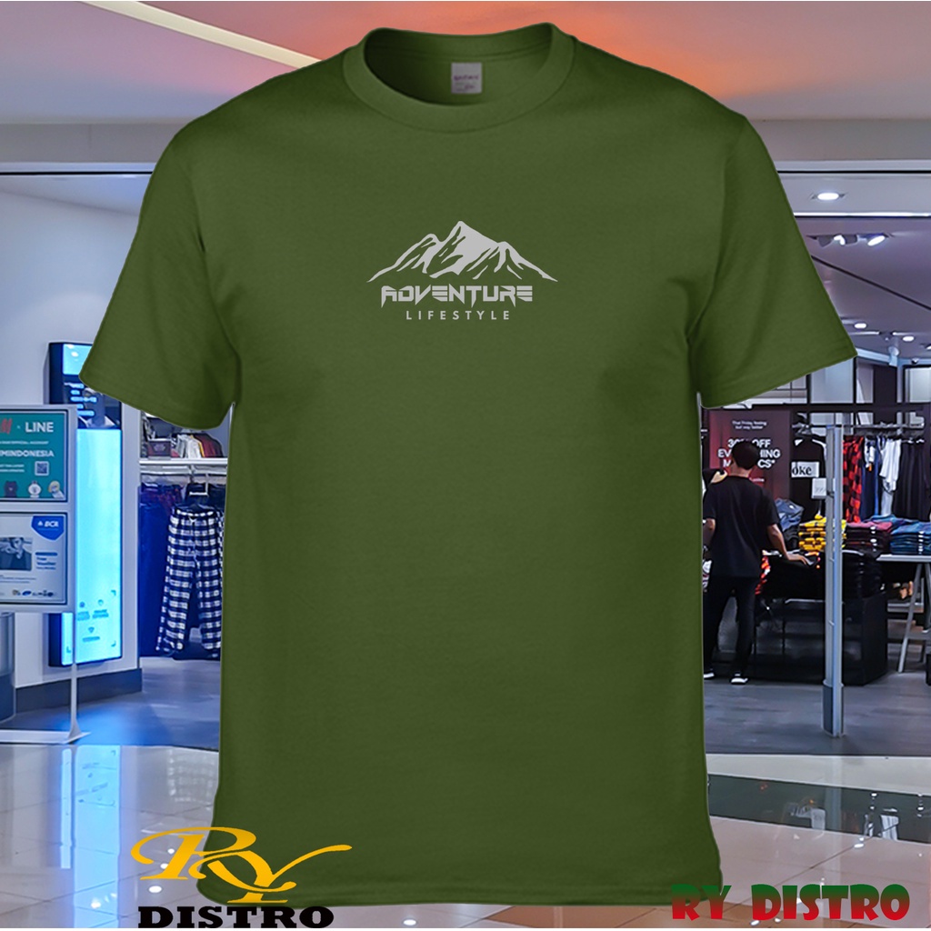 เสื้อยืดแขนสั้น-พิมพ์ลายภูเขา-adventure-lifestyle-สีเงิน-สําหรับผู้ชาย