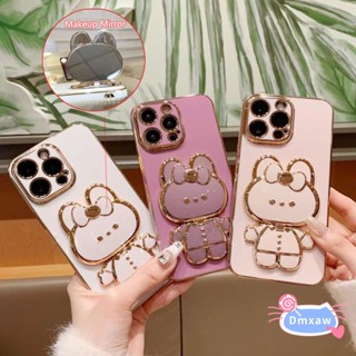 เคสกระจกแต่งหน้า แบบนิ่ม บางพิเศษ ประดับโบว์ ลายกระต่ายน่ารัก สําหรับ Xiaomi Mi CC9 Note 10 10T 11 11T Pro