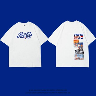  ใหม่เอี่ยมเสื้อยืดแฟชั่น คำแนะนำยอดนิยม เสื้อยืด Pepsi Cola Joint Wang Jiaer แขนสั้นผู้ชายและผู้หญิงคู่สวมผ้าฝ้ายแท